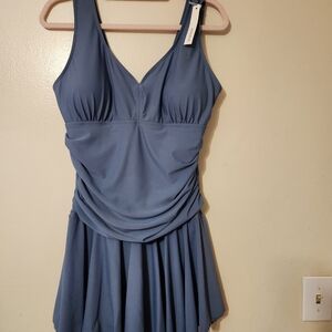Aontus Dusty Blue XXL One Piece Tummy Control Bathing Suit Tennis Dress